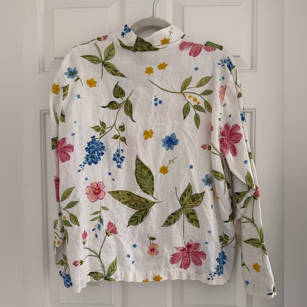Hot Cotton by Marc Ware 100% Linen Vintage Floral Button Up l SIZE M - Picture 3 of 8